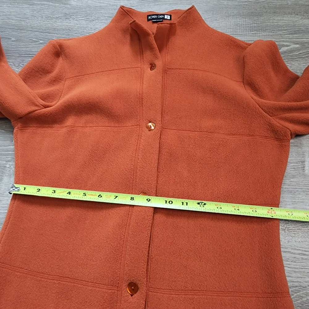 RONEN CHEN Orange Fleece Button Down Jacket Medium